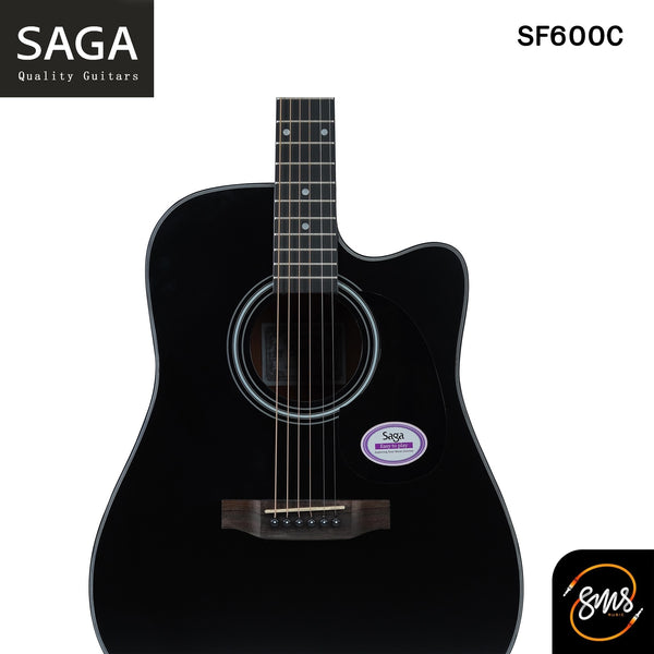 กีต้าร์โปร่ง Saga SF600C สีดำ พร้อม กระเป๋า