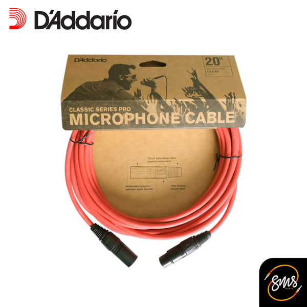 สายไมโครโฟน DAddario 6 เมตร / 20 ฟุต XLR ตัวผู้ / ตัวเมีย