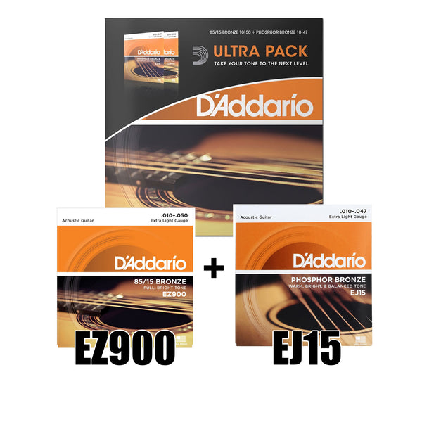สายกีต้าร์โปร่ง D’Addario Ultra Pack EZ900 + EJ15 ( 2 ชุดใน 1 แพ็ค )