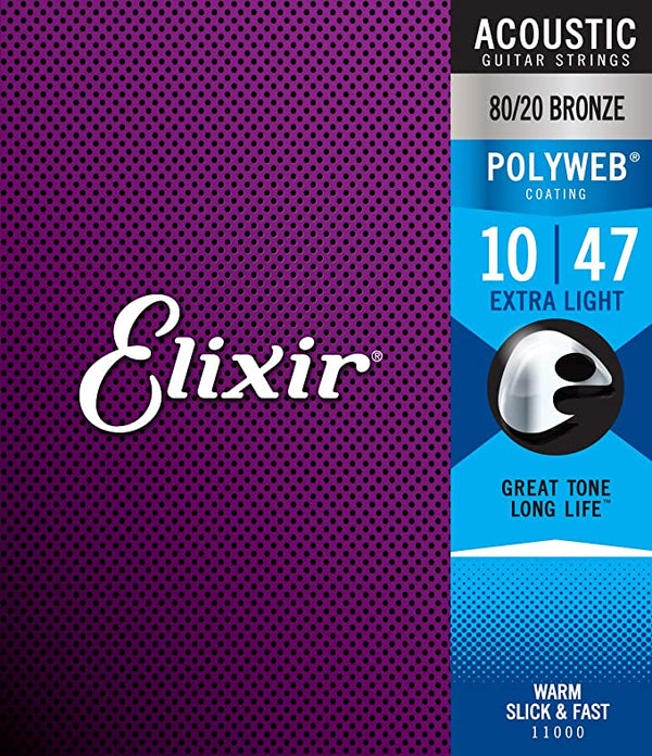 สายกีต้าร์โปร่ง Elixir เบอร์ 10/47 รุ่น 80/20 Bronze POLYWEB