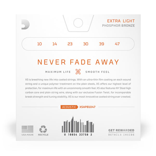 สายกีต้าร์โปร่ง D'Addario 10/47 รุ่น Extra Light Phosphor Bronze