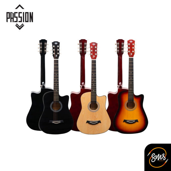 Passion กีต้าร์โปร่ง รุ่นBeginner PS-38R ขนาด 38 นิ้ว แถมฟรีเหล็กขันคอ