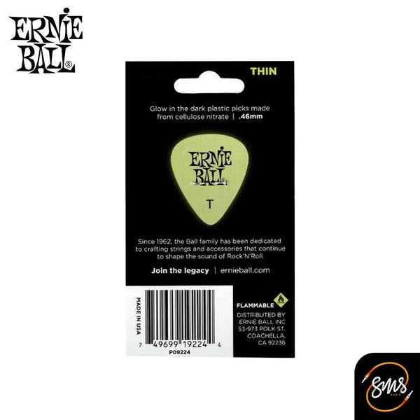 ปิ๊กกีต้าร์เรืองแสง Ernie Ball รุ่น P09224 Super Glow Thin