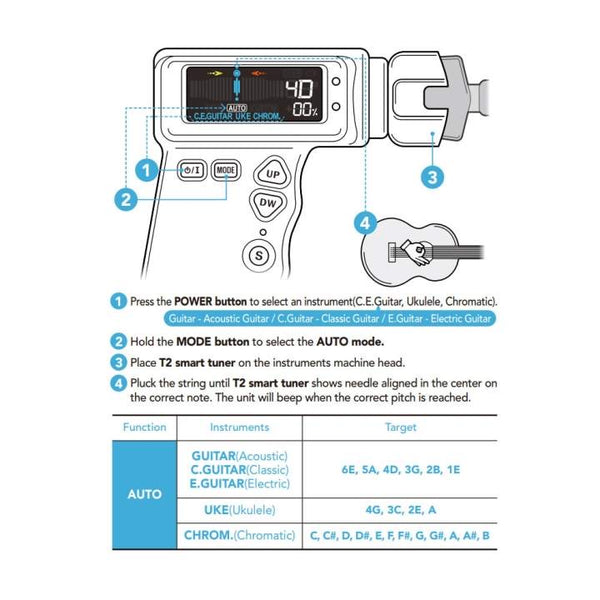 เครื่องตั้งสายกีตาร์อัจฉริยะ Jowoom T2 Smart Tuner