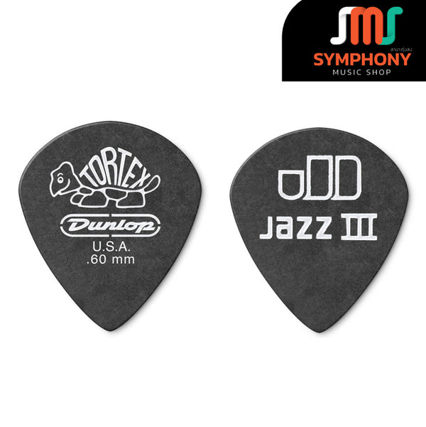 ปิ๊ก Jim Dunlop Tortex Pitch Black Jazz III Guitar Pick 482R
