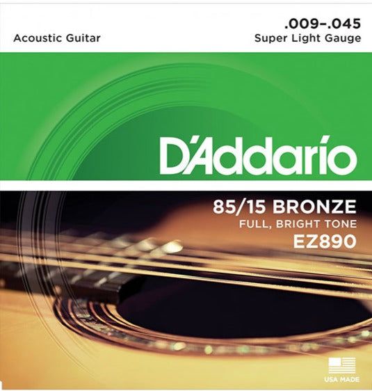 สายกีต้าร์โปร่ง D’Addario EZ890 Super Light .009-.045