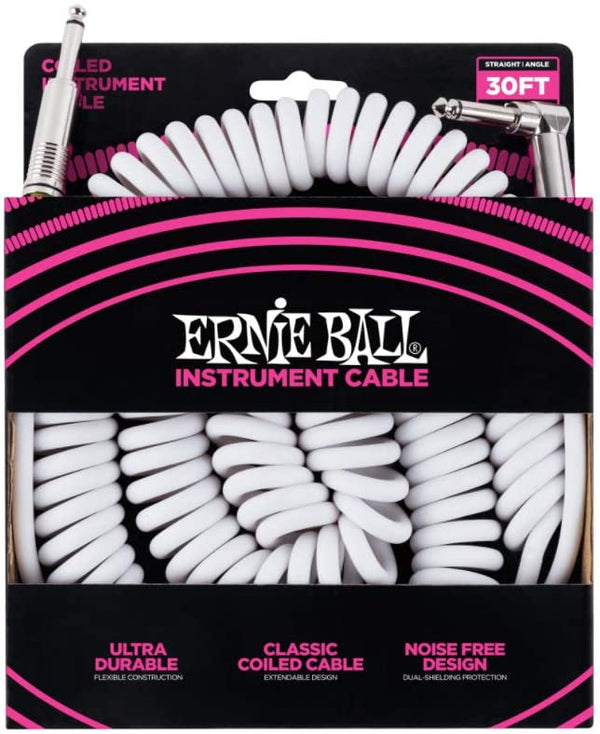 สายสัญญาณ ERNIE BALL รุ่น P06045 (30ฟุต) สีขาว (หัวตรง-หัวงอ)