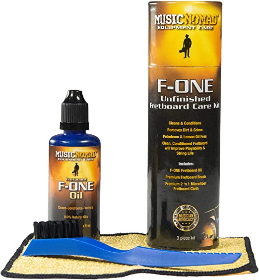 MusicNomad F-ONE Unfinished Fretboard Care Kit - Oil, Cloth, Brush (MN125)