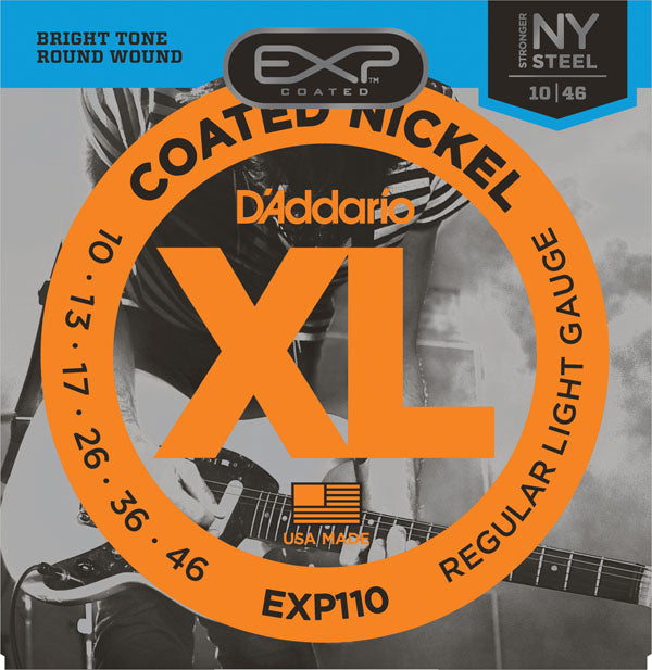 สายกีต้าร์ไฟฟ้า D'Addario EXP110 Coated Electric Guitar Strings, Light, 10-46