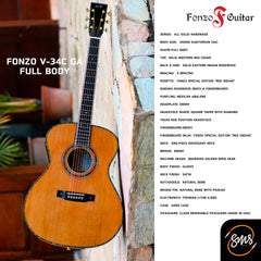 กีต้าร์โปร่ง FONZO V-34C GA Full Body