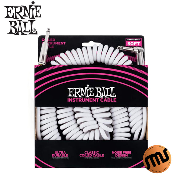 สายสัญญาณ ERNIE BALL รุ่น P06045 (30ฟุต) สีขาว (หัวตรง-หัวงอ)