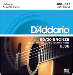 สายกีต้าร์โปร่ง D'Addario EJ36  (12 สาย) 10-47